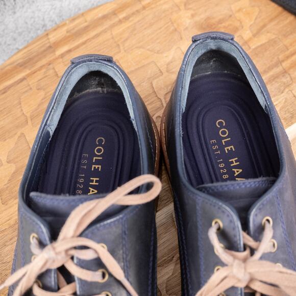 Cole Haan Tyler Grand Plain Ox Shoes Mens 9.5 M Marine Blue Leather C25105 - Picture 6 of 9